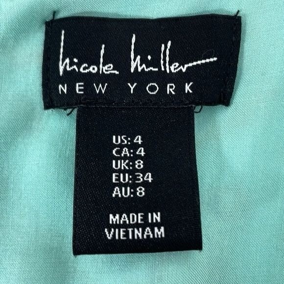 Nicole Miller Boho Dress Women's 4 Blue Floral Paisley Sleeveless Ruffle Pockets - Picture 6 of 10